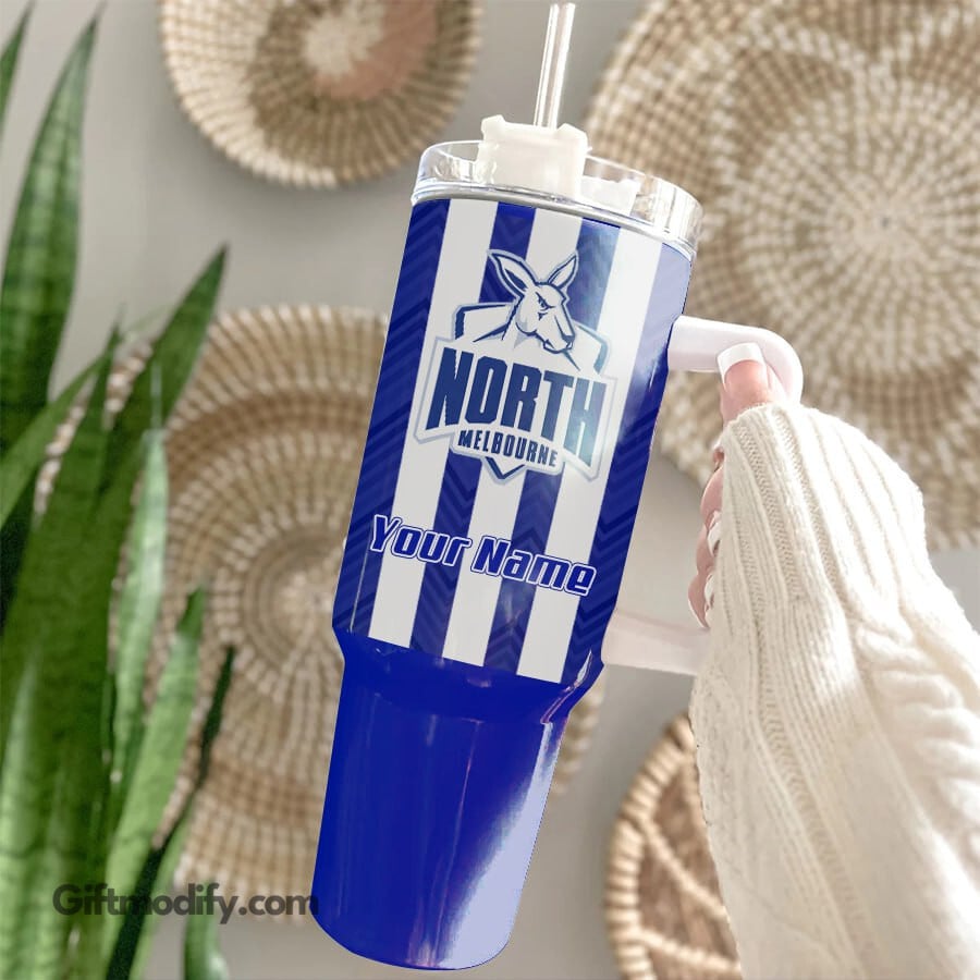 North Melbourne Kangaroos AFL Custom Stanley Quencher 40oz Stainless Steel Tumbler With Handle