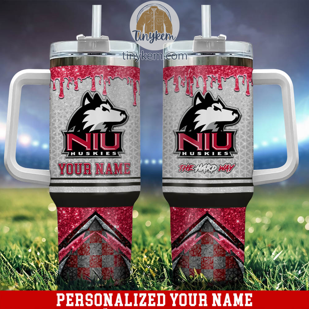Northern Illinois Huskies Glitter NCAA Custom Stanley Quencher 40oz Stainless Steel Tumbler With Handle