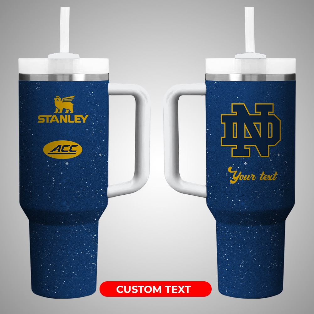 Notre Dame Fighting Irish NCAA Custom Stanley Quencher 40oz Stainless Steel Tumbler With Handle