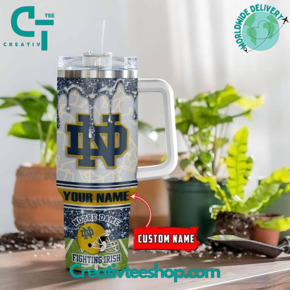 Notre Dame Fighting Irish NCAA Custom Stanley Quencher 40oz Stainless Steel Tumbler With Handle