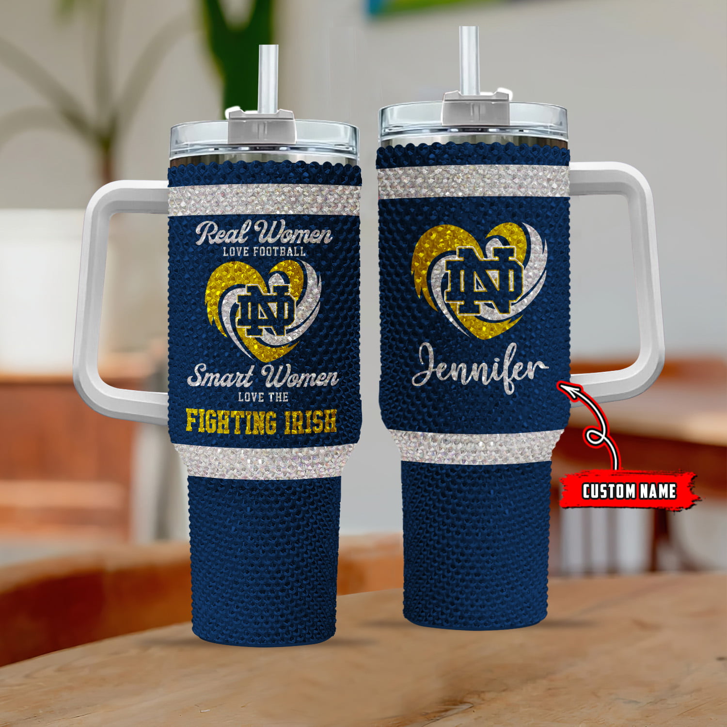 Notre Dame Fighting Irish NCAA Custom Stanley Quencher 40oz Stainless Steel Tumbler With Handle