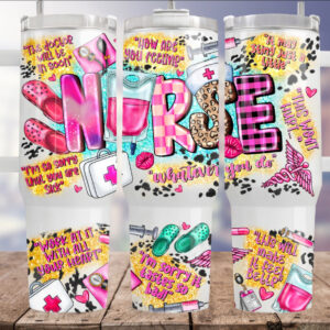 Nurse Bandage Custom Stanley Quencher 40oz Stainless Steel Tumbler With Handle