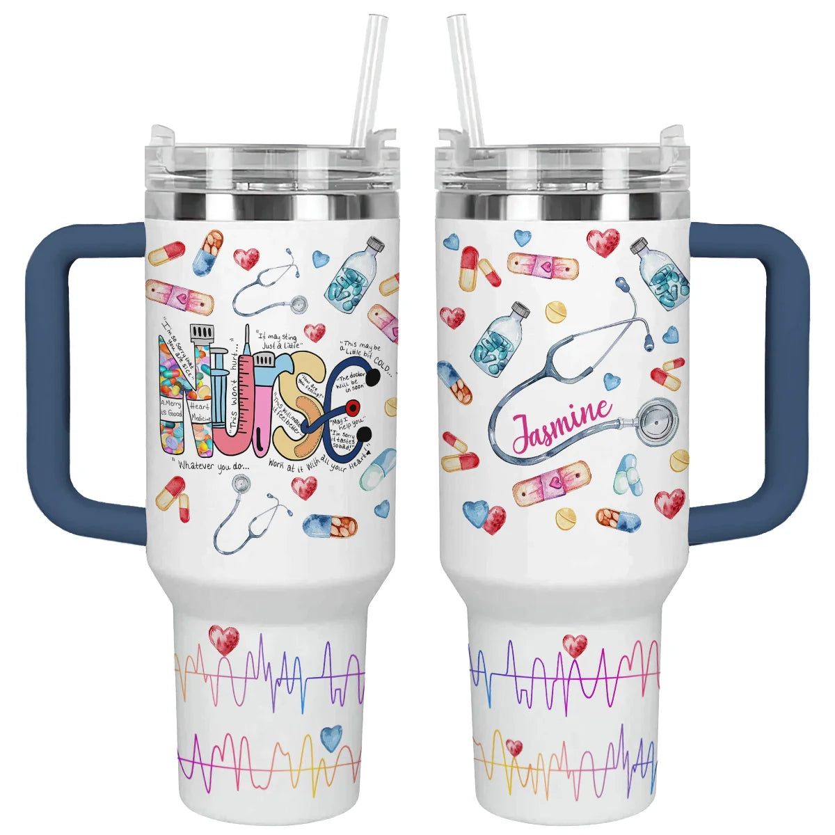 Nurse Custom Stanley Quencher 40oz Stainless Steel Tumbler With Handle