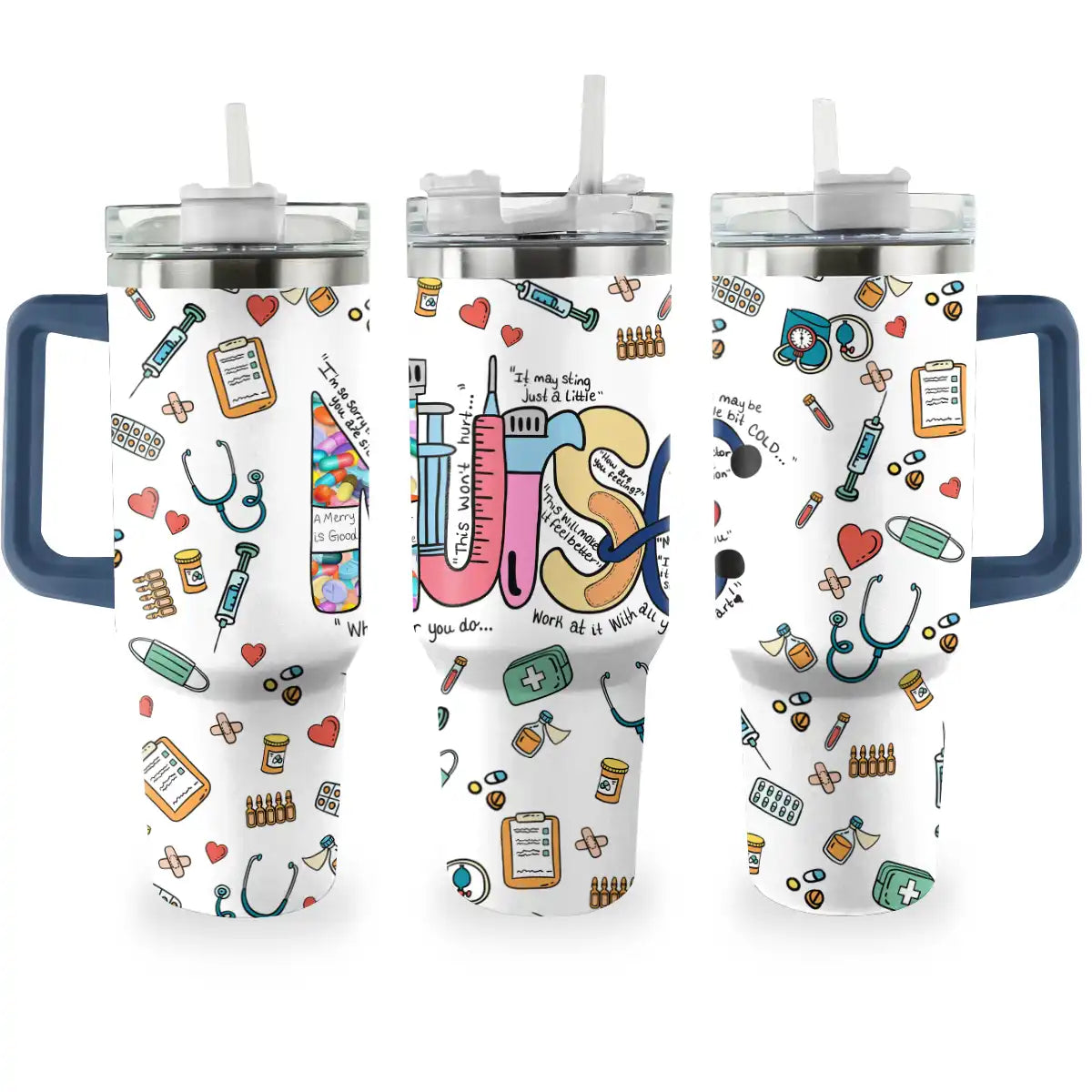 Nurse Custom Stanley Quencher 40oz Stainless Steel Tumbler With Handle