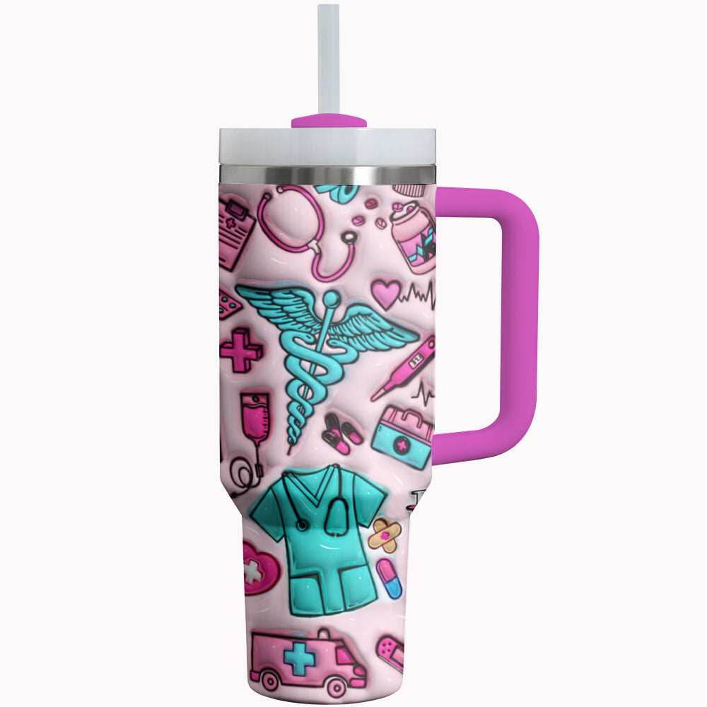 Nurse Custom Stanley Quencher 40oz Stainless Steel Tumbler With Handle