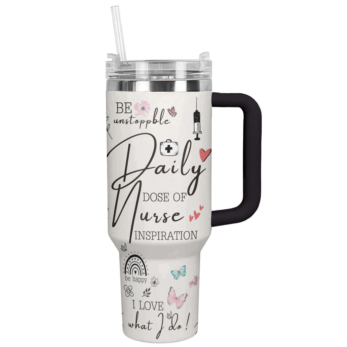 Nurse Custom Stanley Quencher 40oz Stainless Steel Tumbler With Handle