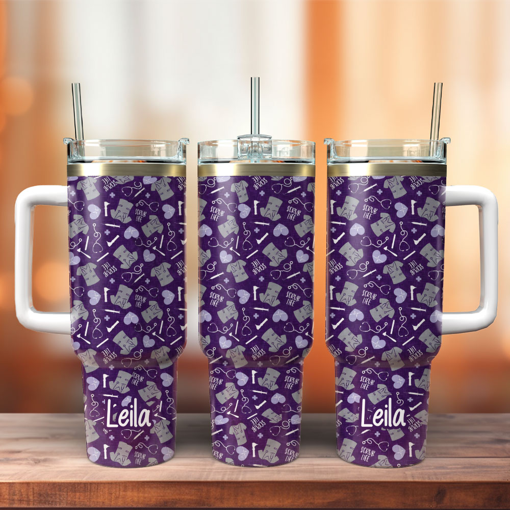 Nurse Doctor Item Custom Stanley Quencher 40oz Stainless Steel Tumbler With Handle