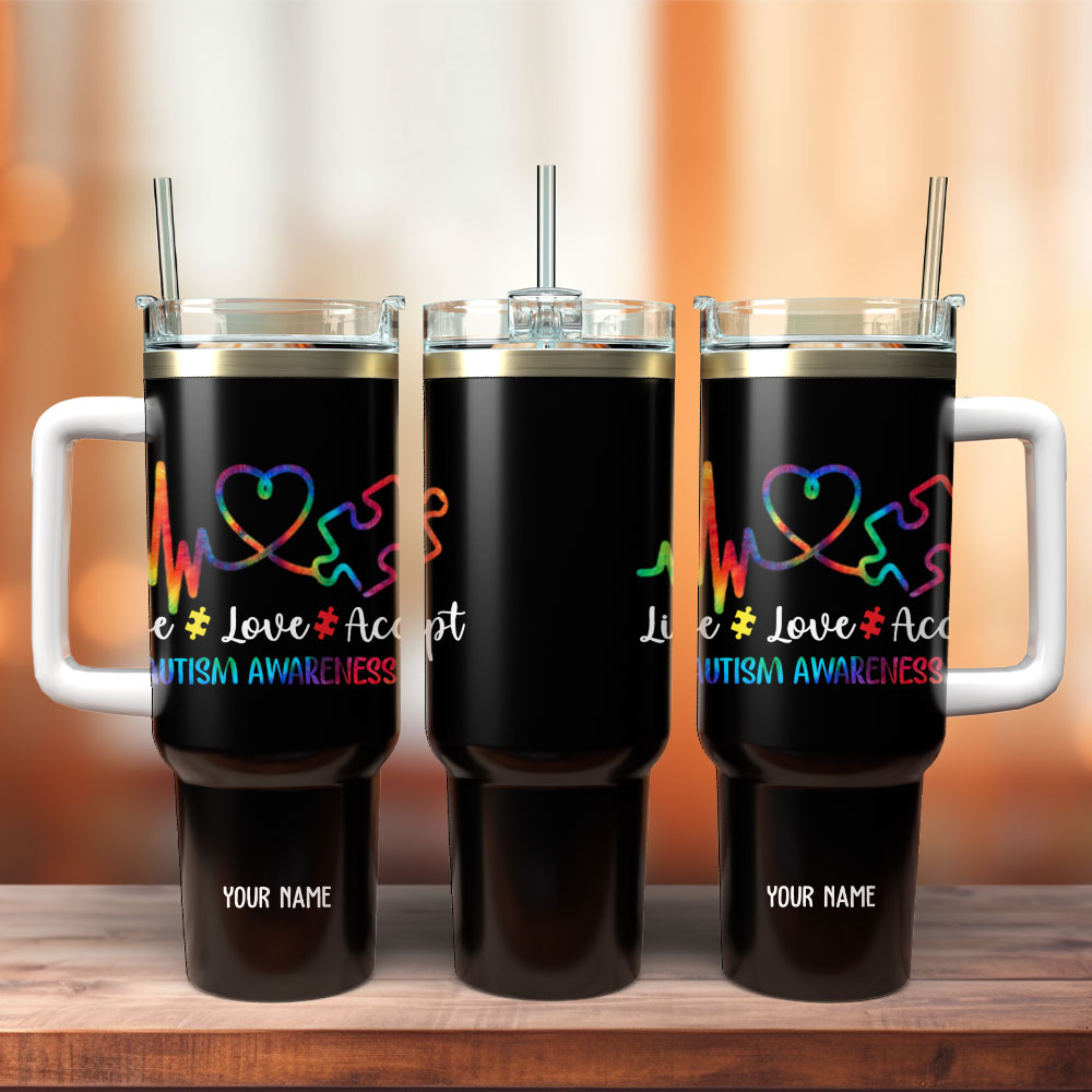Nurse Heartbeat Love Artwork Custom Stanley Quencher 40oz Stainless Steel Tumbler With Handle