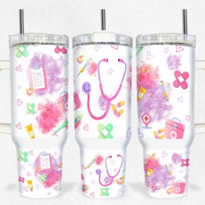 Nurse Life Custom Stanley Quencher 40oz Stainless Steel Tumbler With Handle