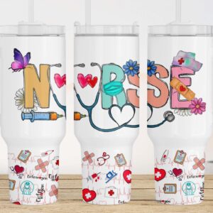 Nurse Life Custom Stanley Quencher 40oz Stainless Steel Tumbler With Handle