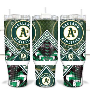 Oakland Athletics MLB Custom Stanley Quencher 40oz Stainless Steel Tumbler With Handle
