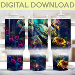 Ocean Sea Turtle Custom Stanley Quencher 40oz Stainless Steel Tumbler With Handle