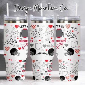 Ohio State Buckeyes football NCAA Custom Stanley Quencher 40oz Stainless Steel Tumbler With Handle