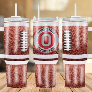 Ohio State Buckeyes Football Team NCAA Custom Stanley Quencher 40oz Stainless Steel Tumbler With Handle
