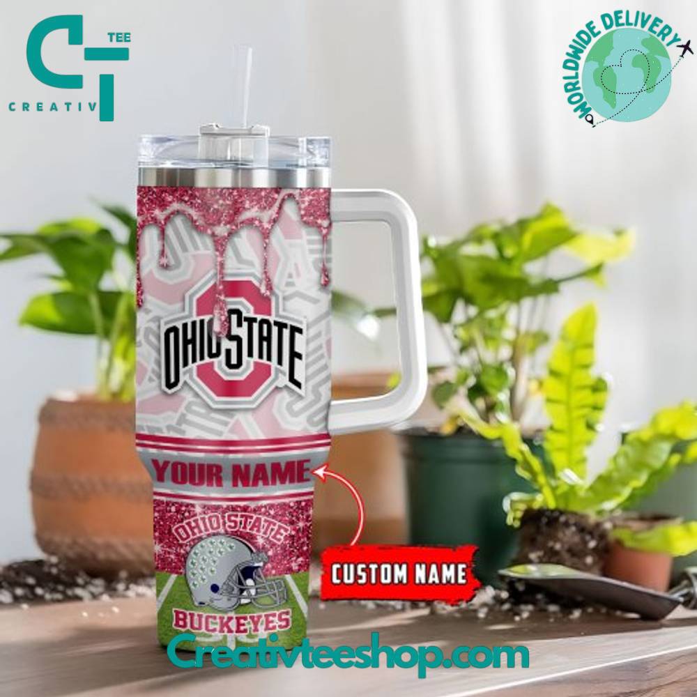 Ohio State Buckeyes NCAA Custom Stanley Quencher 40oz Stainless Steel Tumbler With Handle