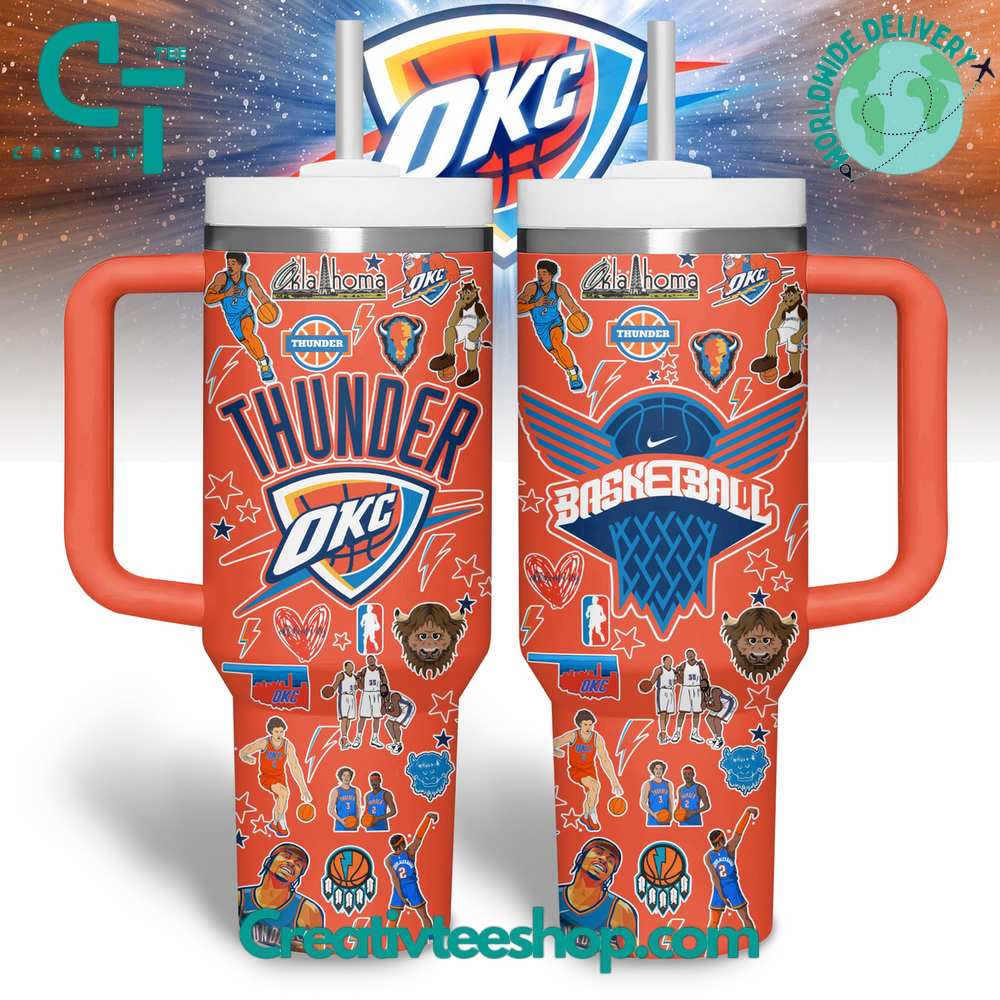 Oklahoma City Thunder NBA Custom Stanley Quencher 40oz Stainless Steel Tumbler With Handle