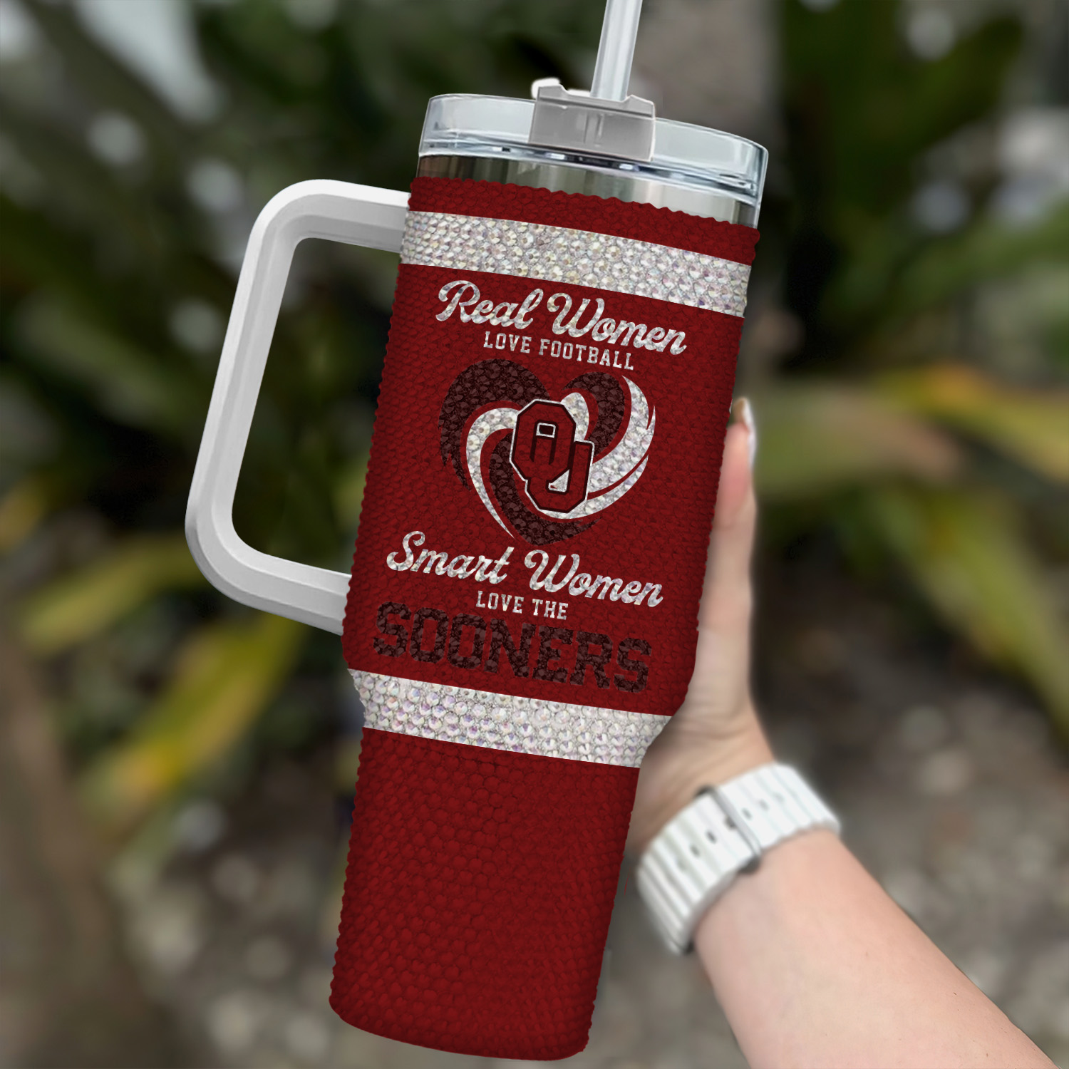 Oklahoma Sooners NCAA Custom Stanley Quencher 40oz Stainless Steel Tumbler With Handle