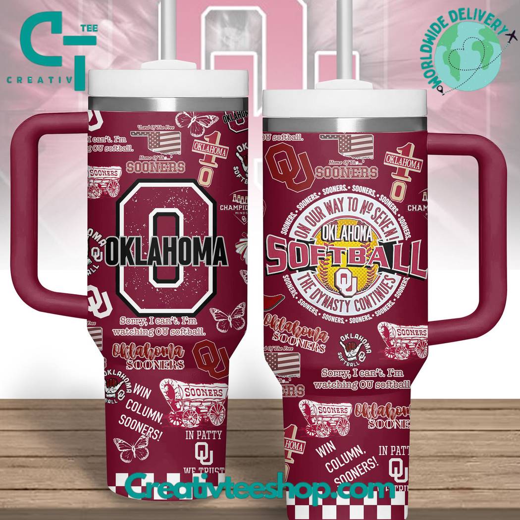 Oklahoma Sooners NCAA Custom Stanley Quencher 40oz Stainless Steel Tumbler With Handle