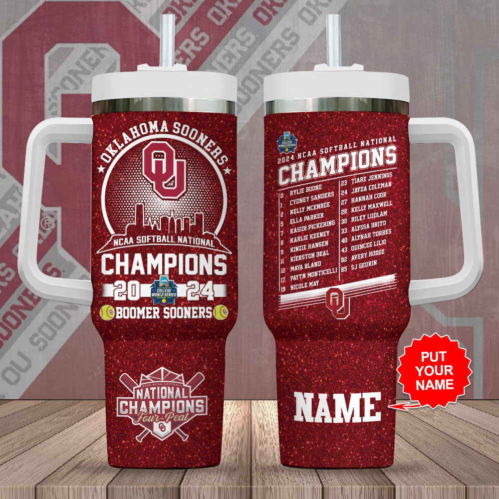 Oklahoma Sooners NCAA Custom Stanley Quencher 40oz Stainless Steel Tumbler With Handle