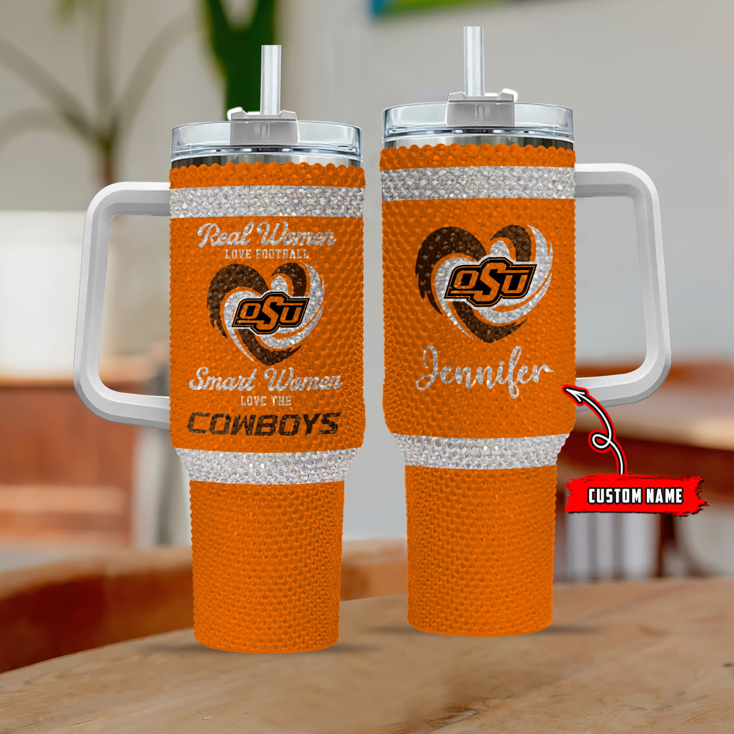 Oklahoma State Cowboys NCAA Custom Stanley Quencher 40oz Stainless Steel Tumbler With Handle