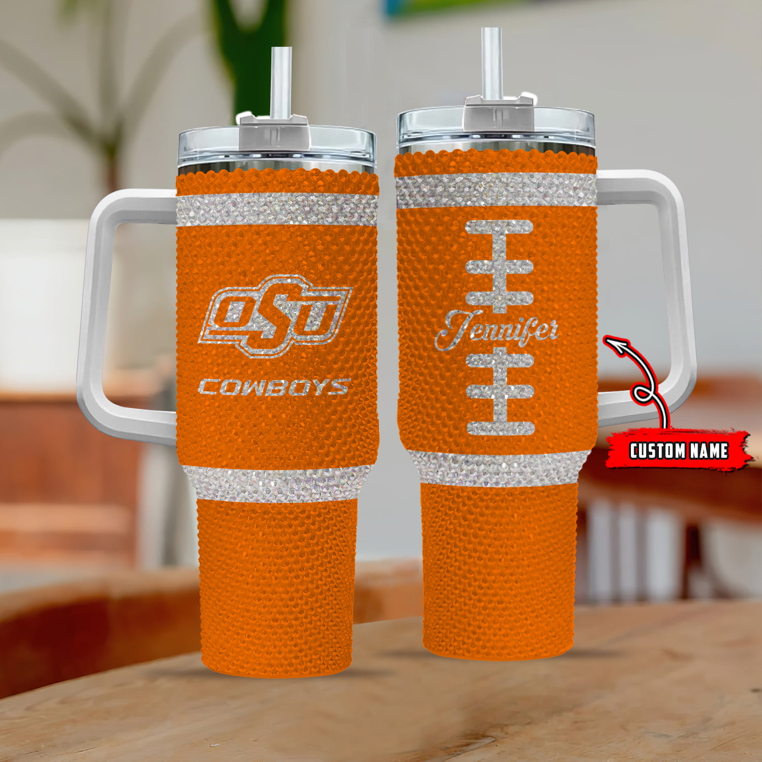 Oklahoma State Cowboys NCAA Custom Stanley Quencher 40oz Stainless Steel Tumbler With Handle