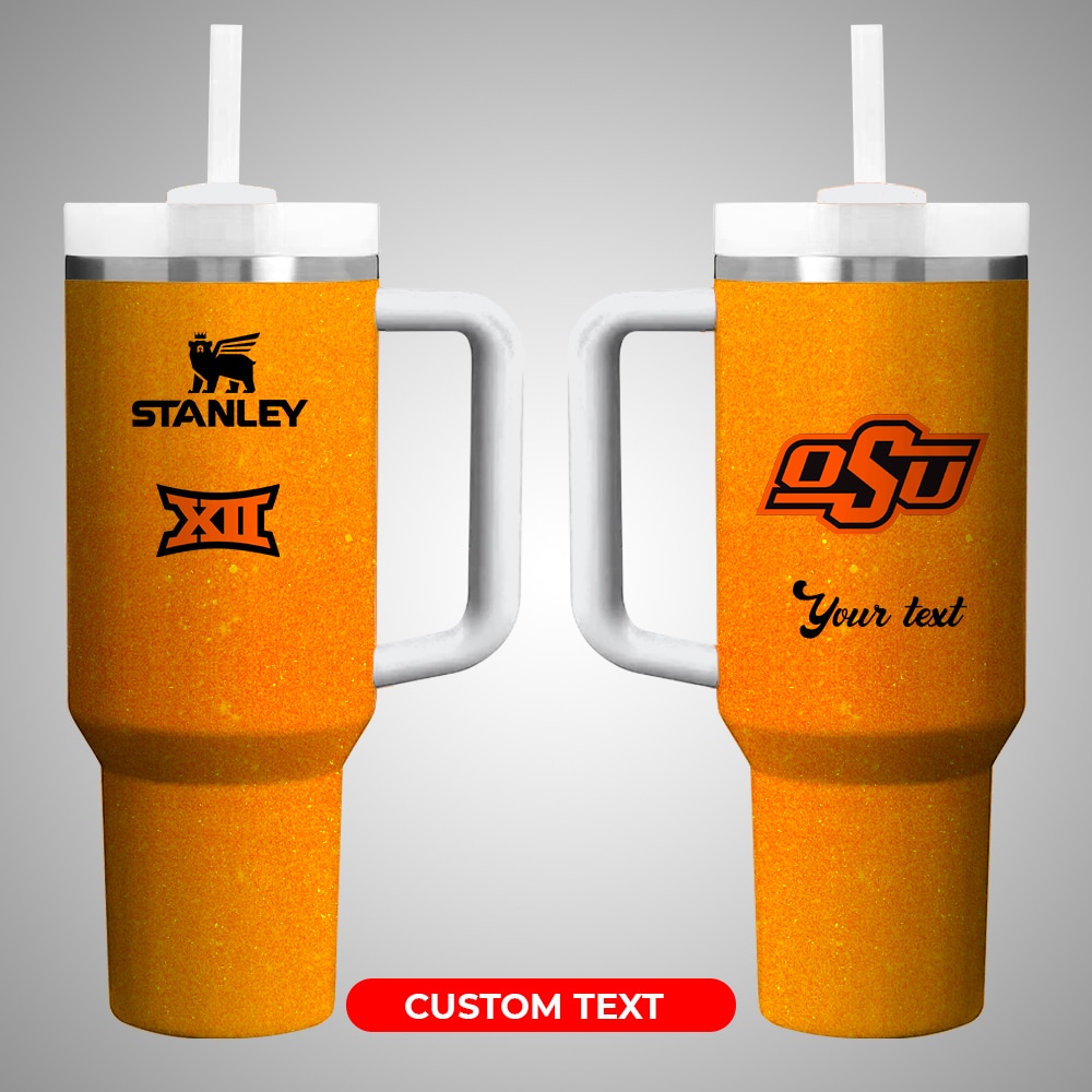 Oklahoma State Cowboys NCAA Custom Stanley Quencher 40oz Stainless Steel Tumbler With Handle