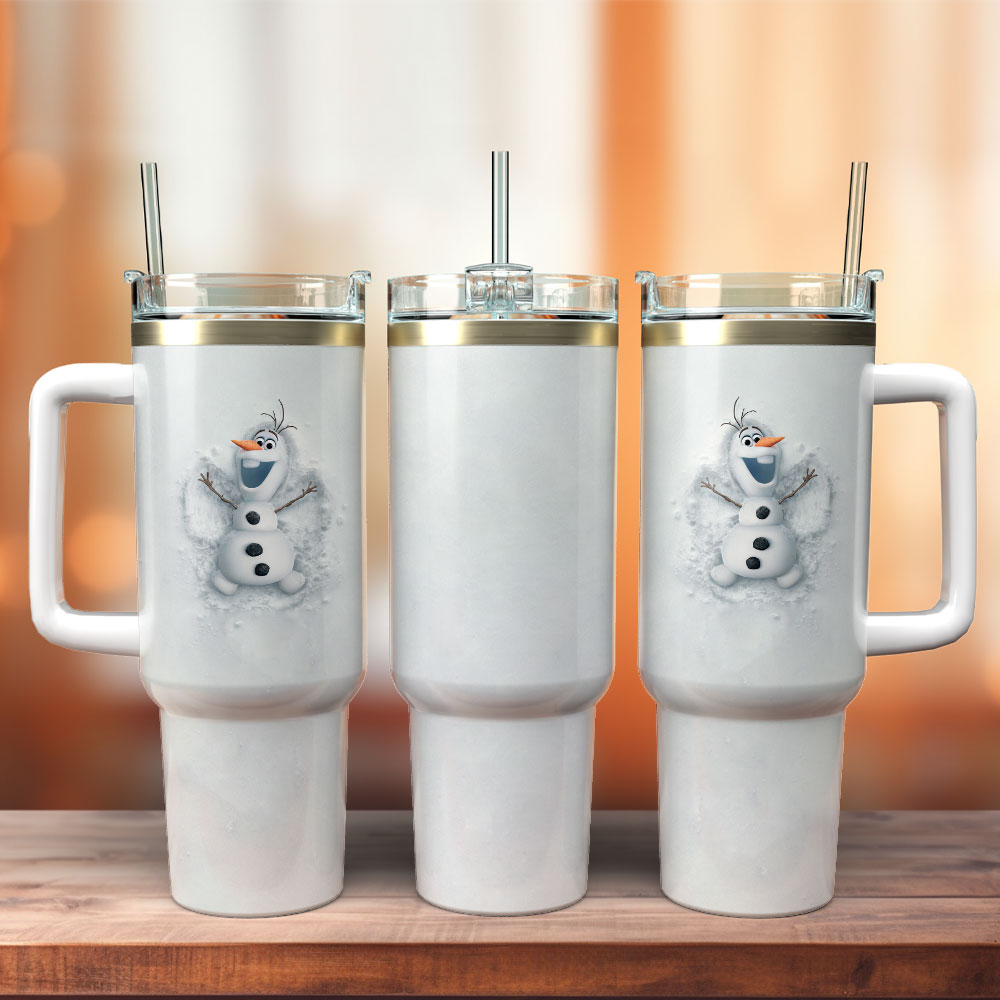 Olaf Frozen Movie Custom Stanley Quencher 40oz Stainless Steel Tumbler With Handle