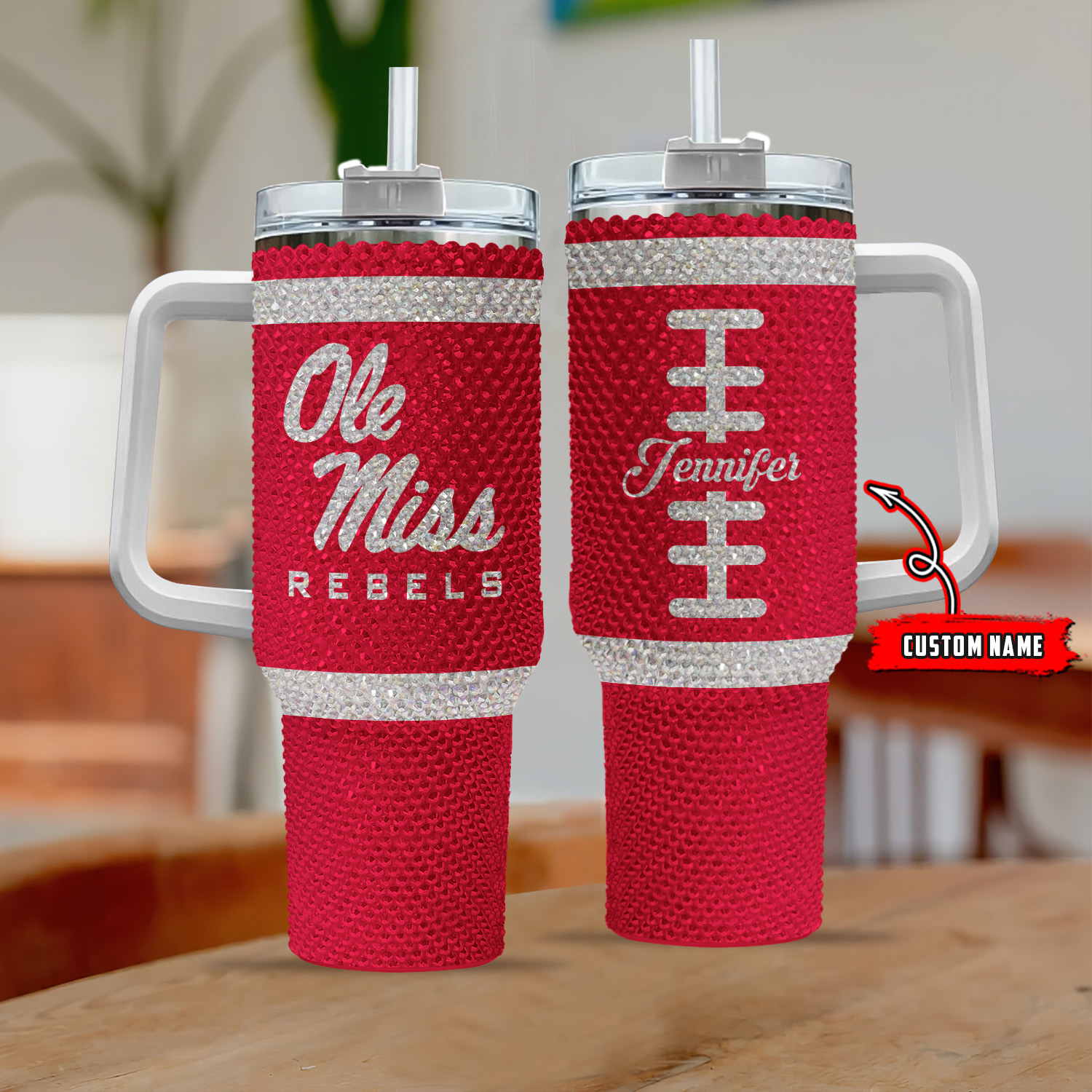 Ole Miss Rebels NCAA Custom Stanley Quencher 40oz Stainless Steel Tumbler With Handle