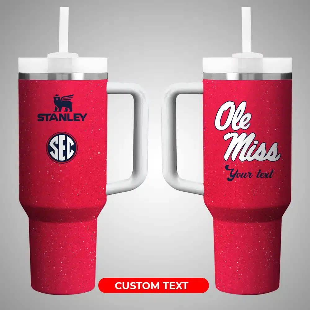 Ole Miss RebelsÂ NCAA Custom Stanley Quencher 40oz Stainless Steel Tumbler With Handle