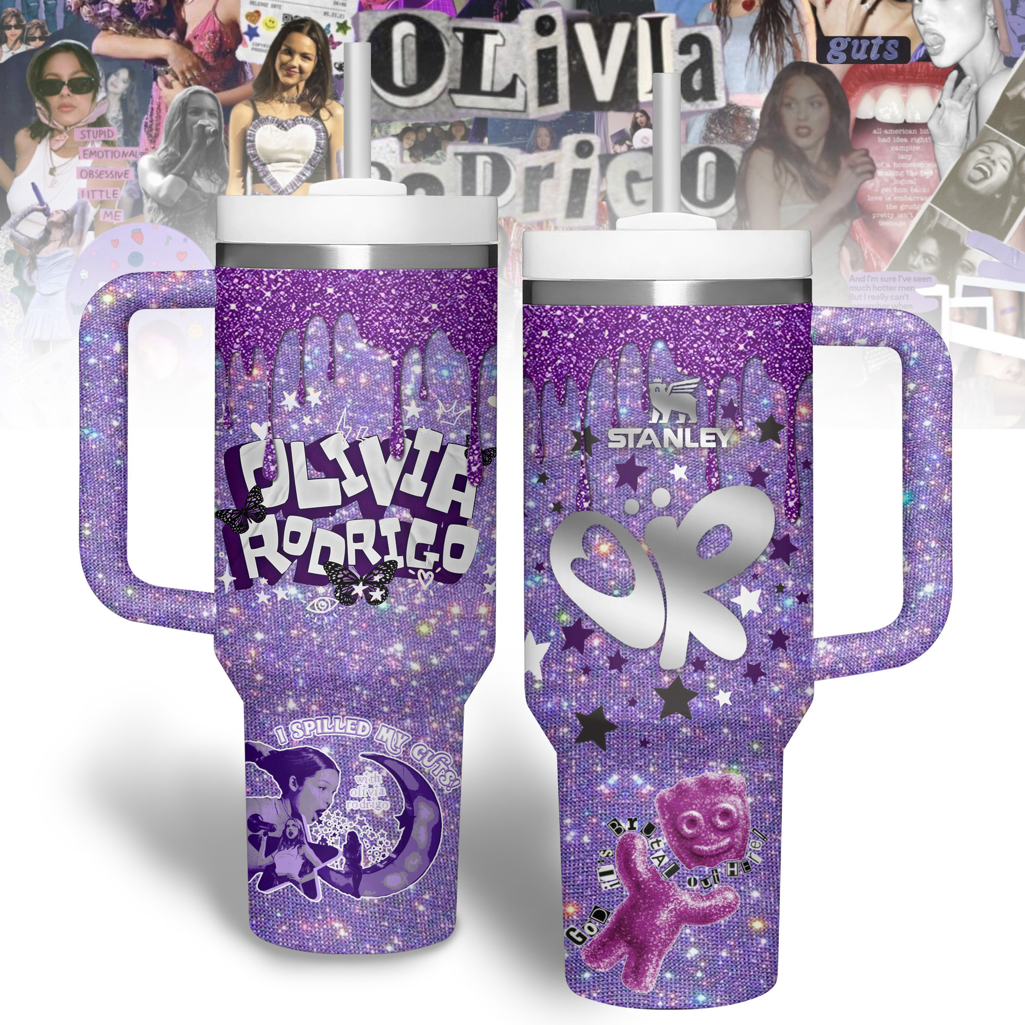 Olivia Rodrigo Music Custom Stanley Quencher 40oz Stainless Steel Tumbler With Handle