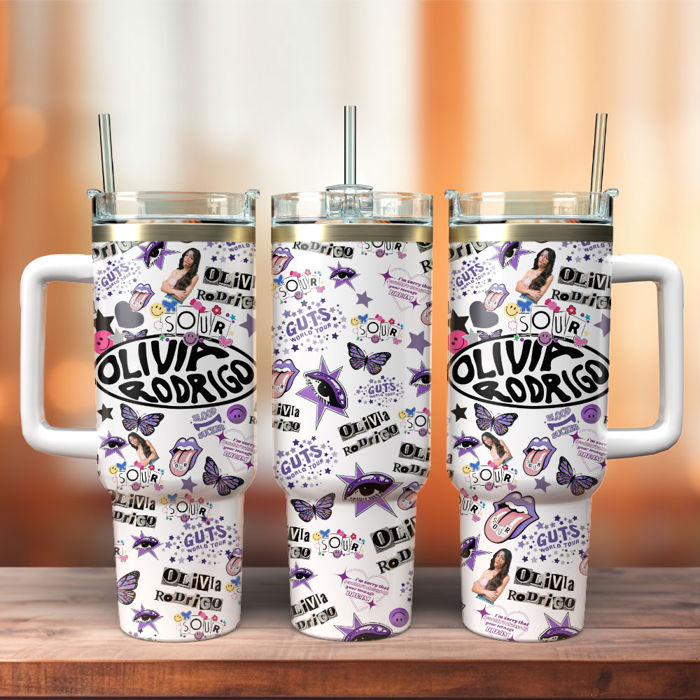Olivia Rodrigo Music Custom Stanley Quencher 40oz Stainless Steel Tumbler With Handle
