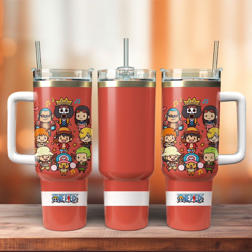 One Piece Anime Cartoon Custom Stanley Quencher 40oz Stainless Steel Tumbler With Handle