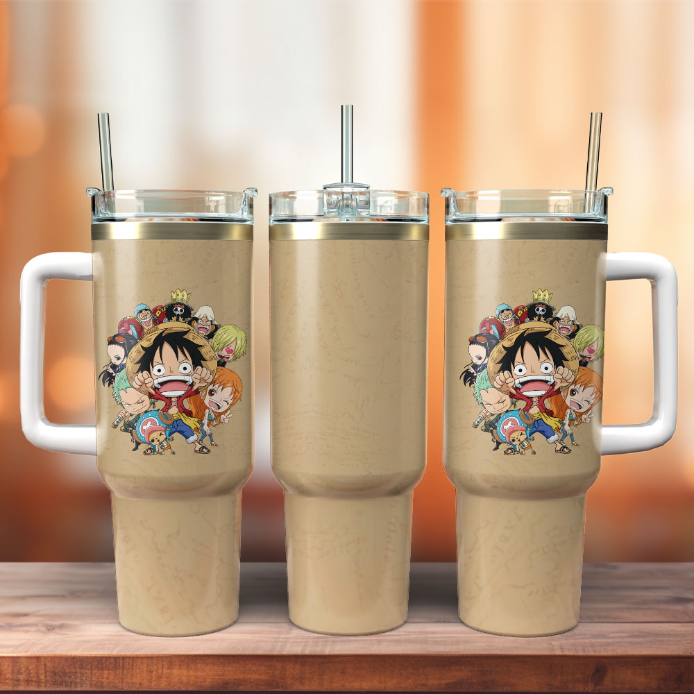 One Piece Anime Custom Stanley Quencher 40oz Stainless Steel Tumbler With Handle