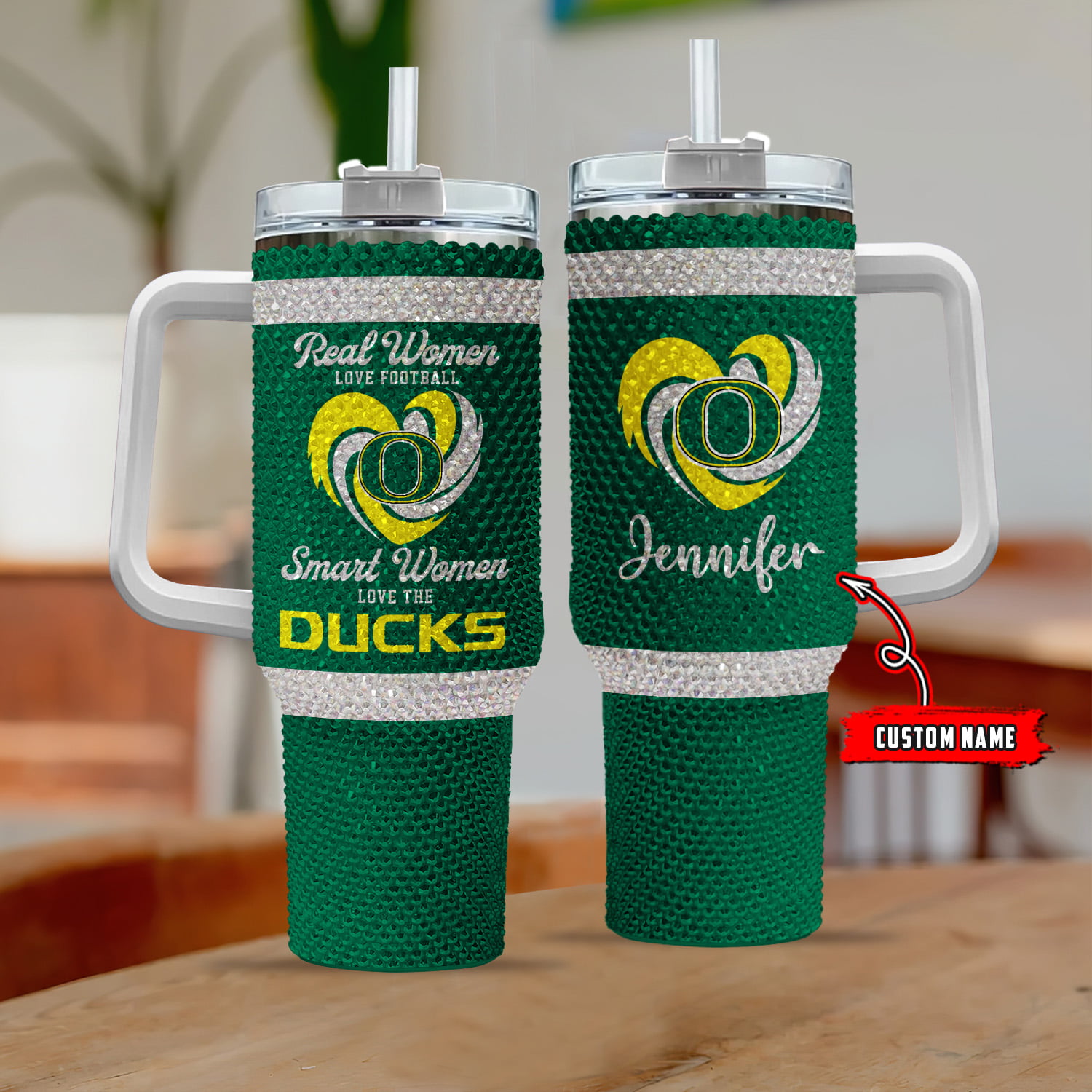 Oregon Ducks NCAA Custom Stanley Quencher 40oz Stainless Steel Tumbler With Handle