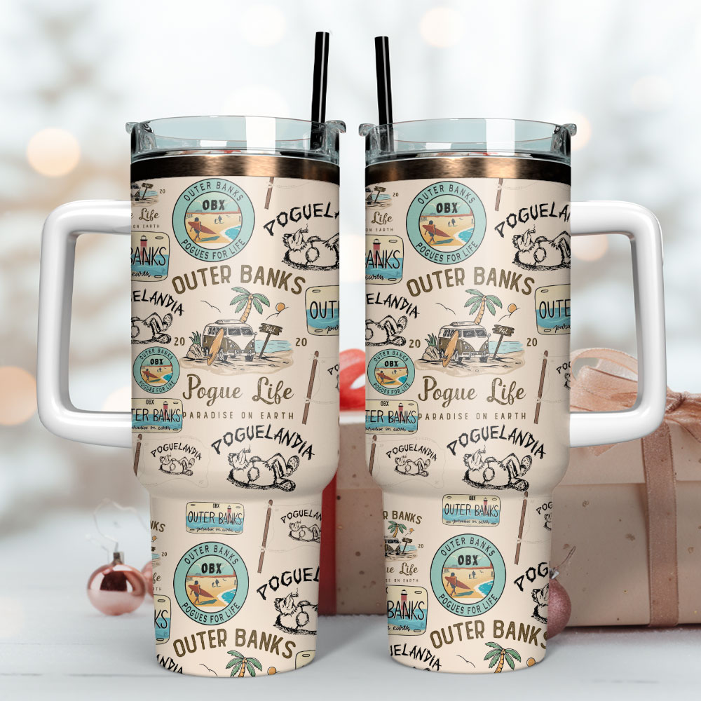 Outer Banks TV Series Custom Stanley Quencher 40oz Stainless Steel Tumbler With Handle