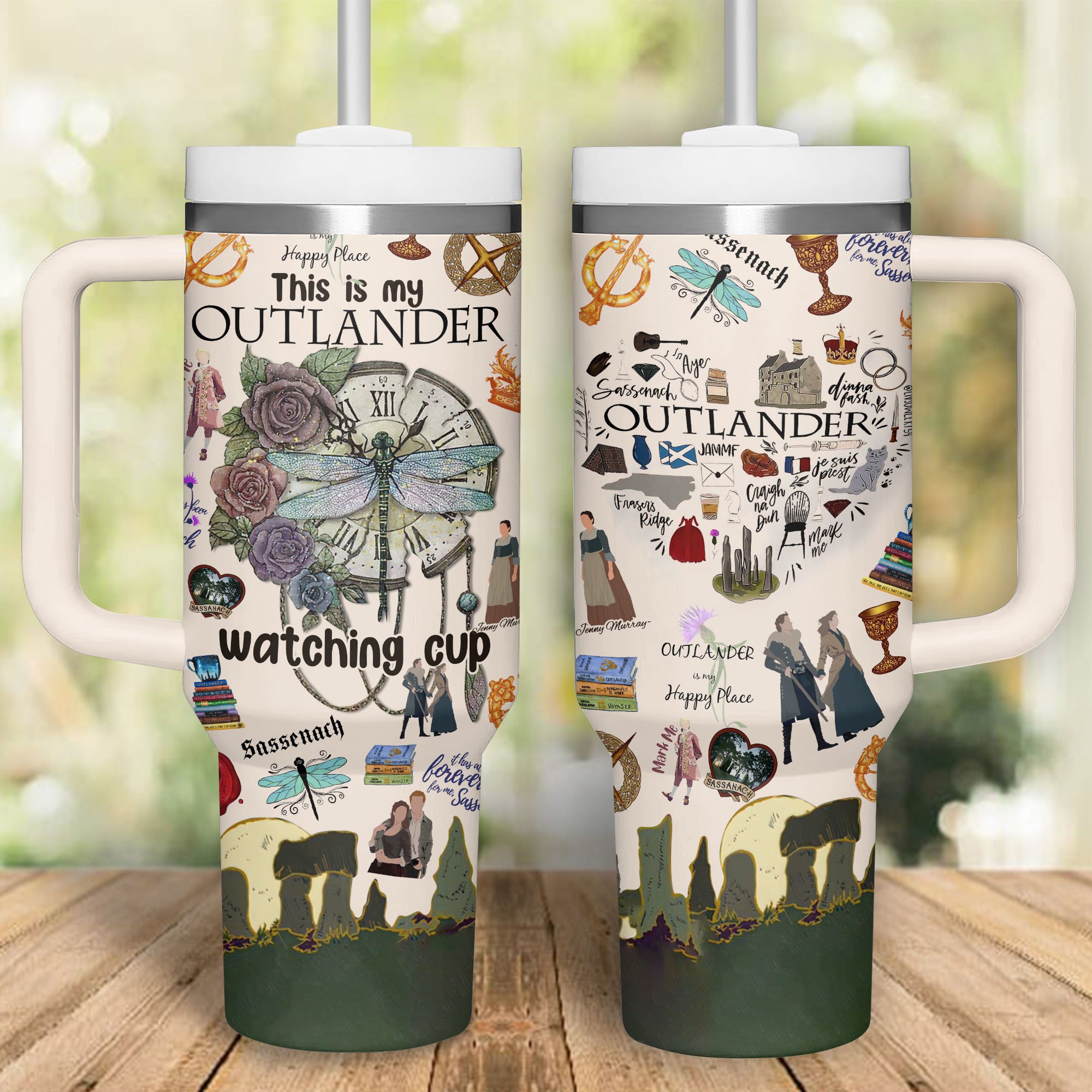 Outlander TV Series Custom Stanley Quencher 40oz Stainless Steel Tumbler With Handle