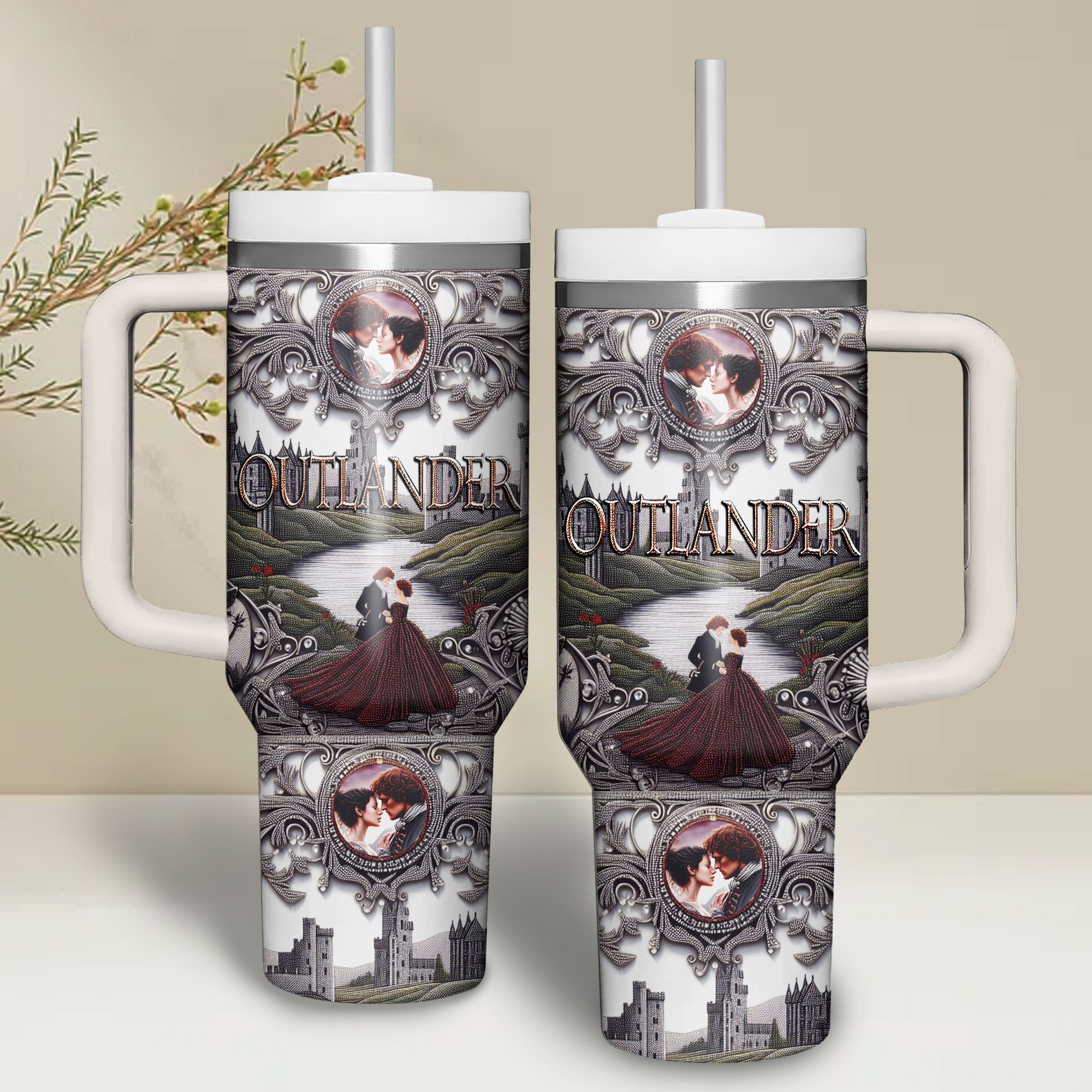 Outlander TV Series Custom Stanley Quencher 40oz Stainless Steel Tumbler With Handle