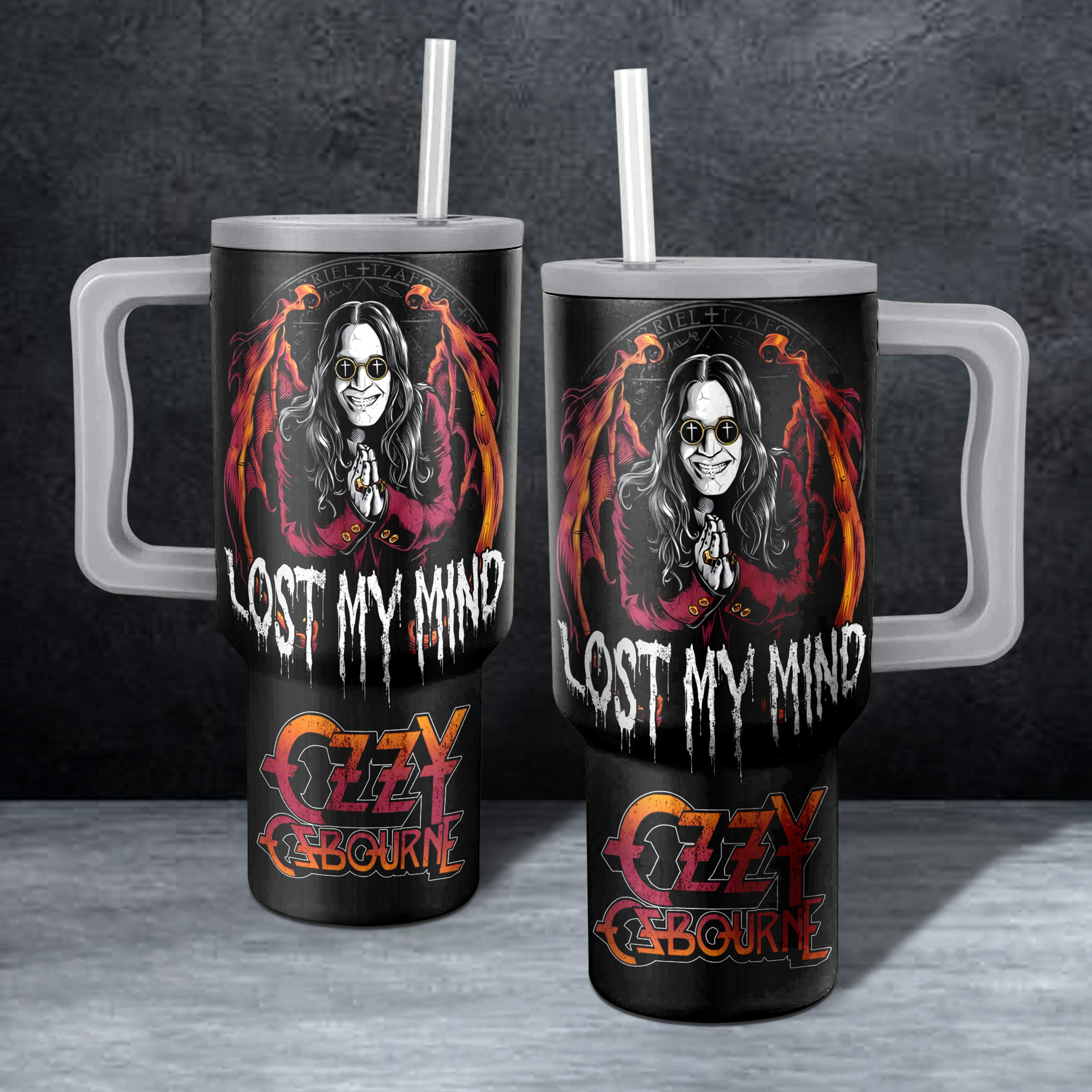 Ozzy Osbourne Black Sabbath Music Custom Stanley Quencher 40oz Stainless Steel Tumbler With Handle