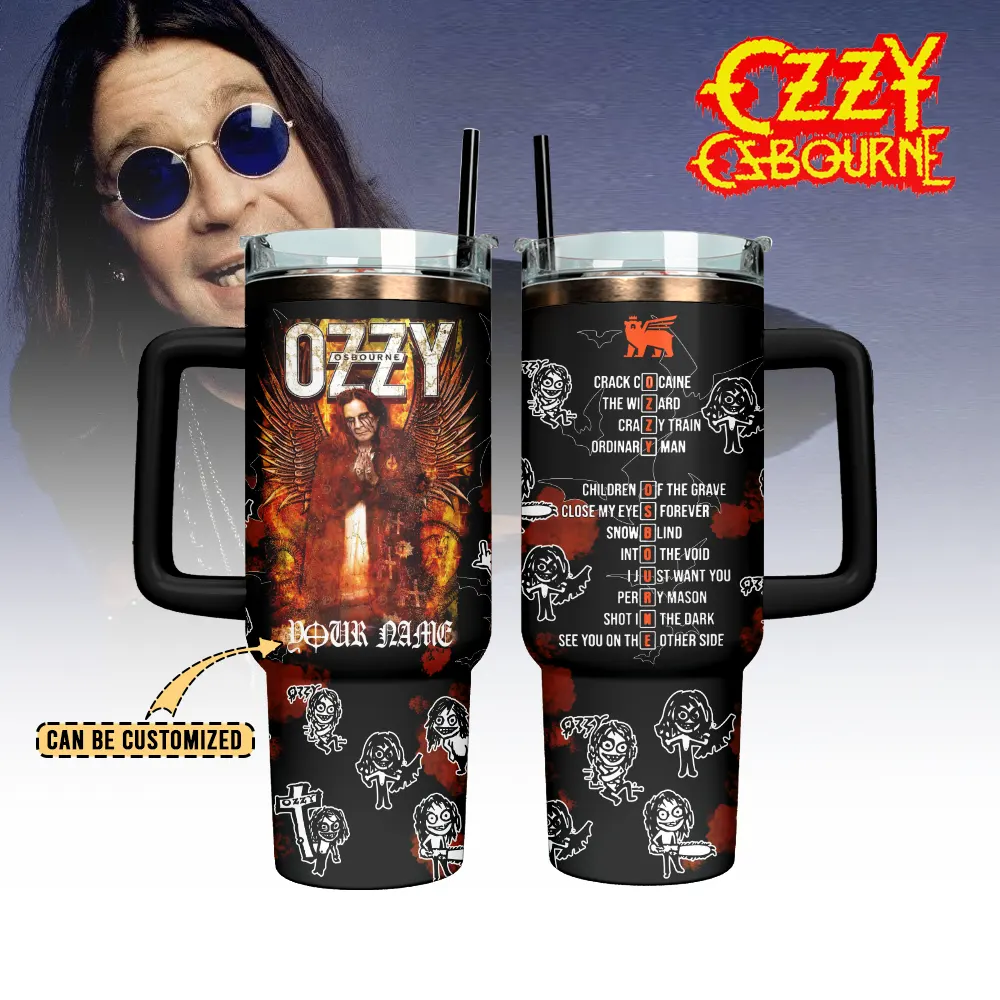 Ozzy Osbourne Custom Stanley Quencher 40oz Stainless Steel Tumbler With Handle