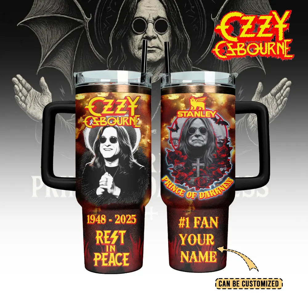 Ozzy Osbourne Custom Stanley Quencher 40oz Stainless Steel Tumbler With Handle