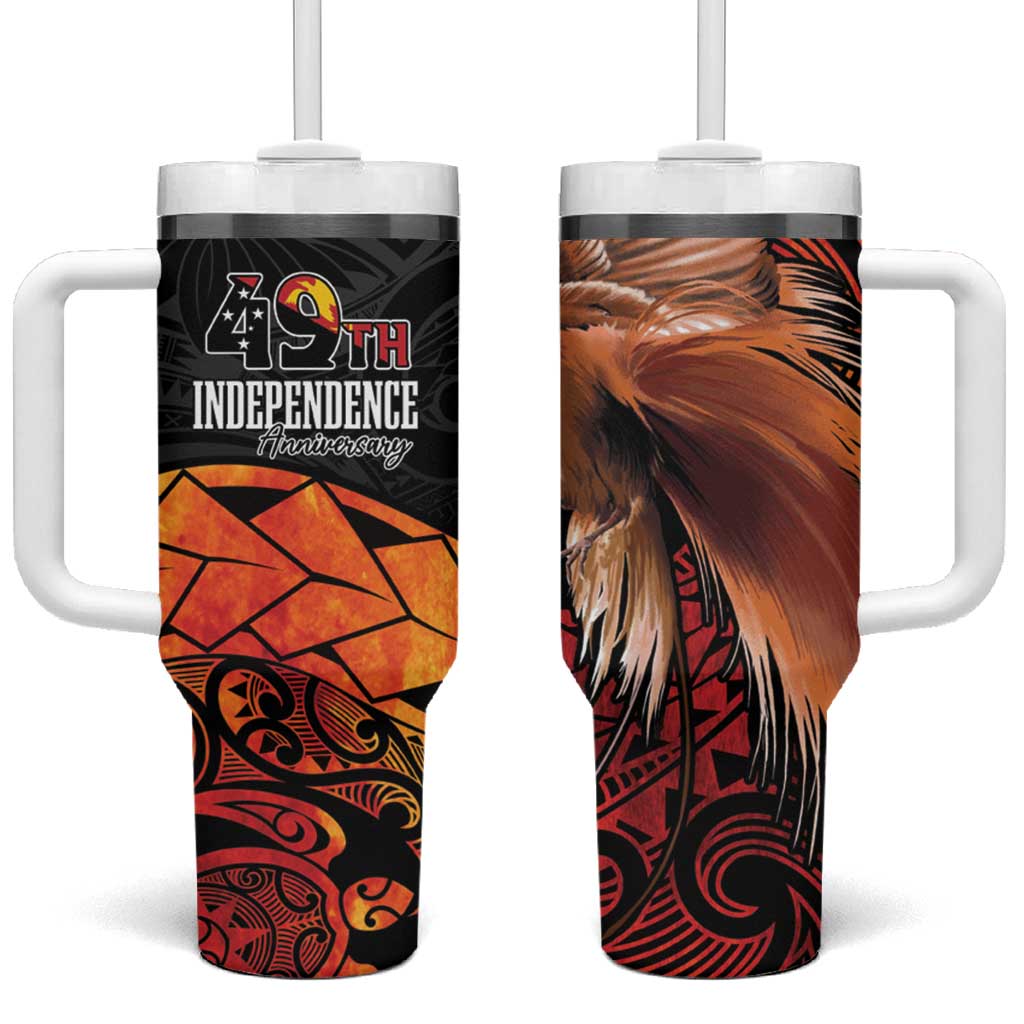 Papua New Guinea Grunge 49th Independence Anni Custom Stanley Quencher 40oz Stainless Steel Tumbler With Handle