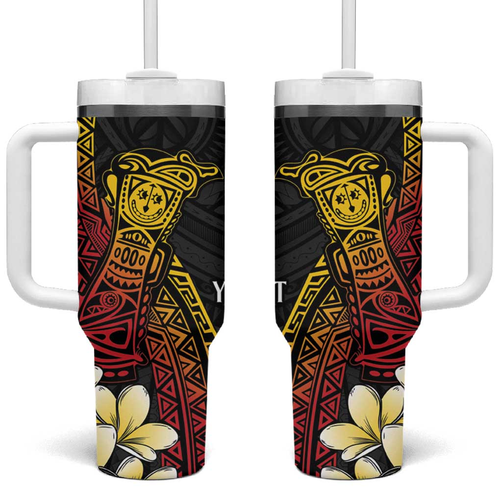 Papua New Guinea Kundu Drum Carving Motifs Custom Stanley Quencher 40oz Stainless Steel Tumbler With Handle