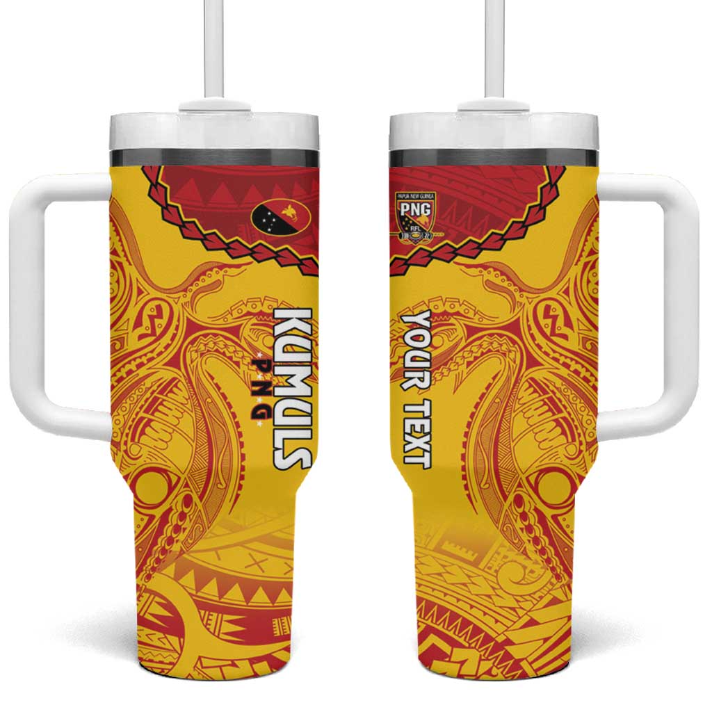 Papua New Guinea Rugby Go Kumuls PNG Polynesian Custom Stanley Quencher 40oz Stainless Steel Tumbler With Handle