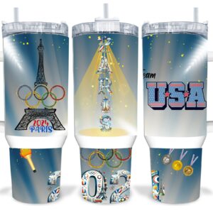 Paris 2024 Olympics Team USA Custom Stanley Quencher 40oz Stainless Steel Tumbler With Handle