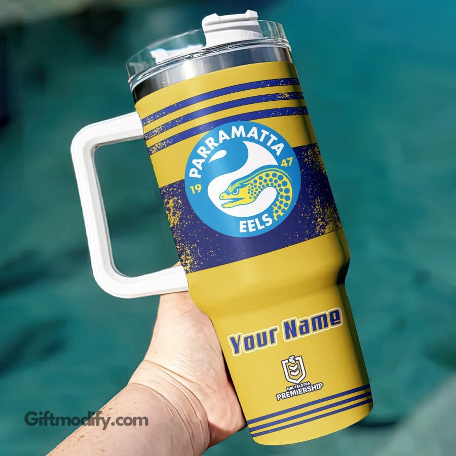 Parramatta Eels NRL Custom Stanley Quencher 40oz Stainless Steel Tumbler With Handle