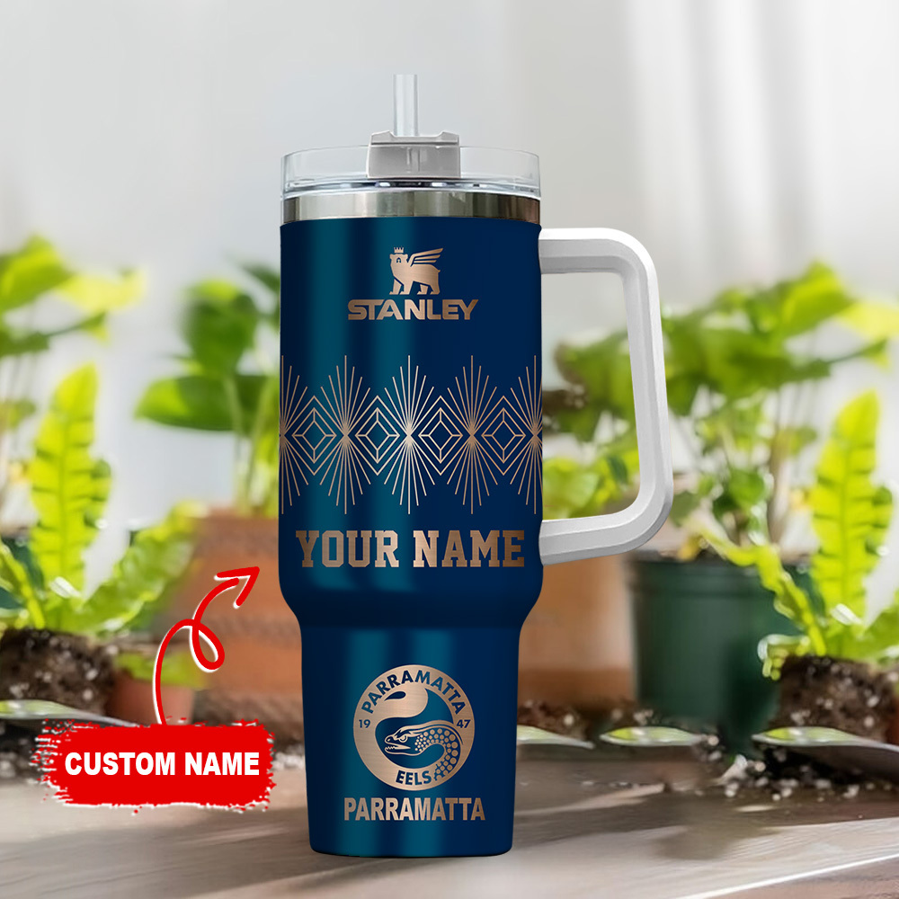 Parramatta Eels NRL Custom Stanley Quencher 40oz Stainless Steel Tumbler With Handle