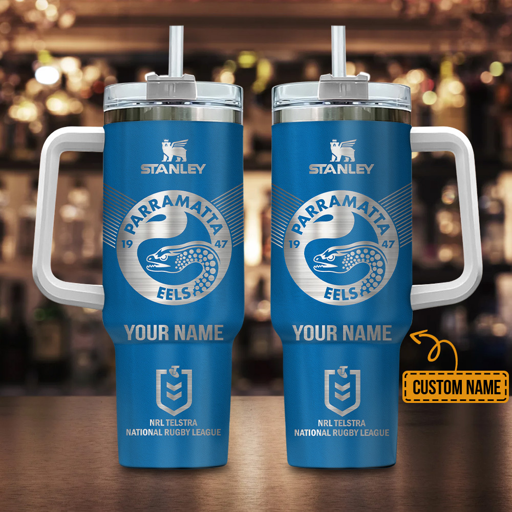 Parramatta Eels NRL Custom Stanley Quencher 40oz Stainless Steel Tumbler With Handle