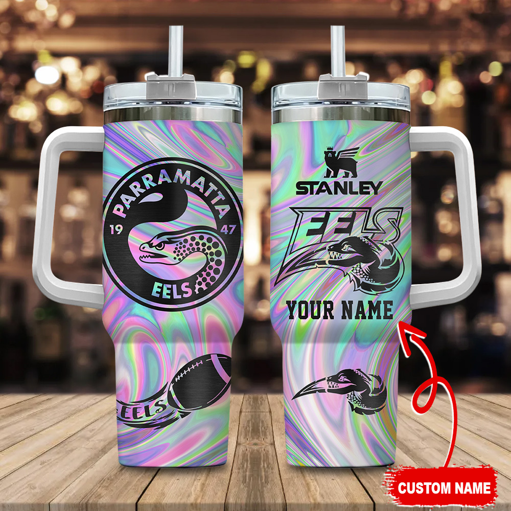 Parramatta Eels NRL Hologram Effect Custom Stanley Quencher 40oz Stainless Steel Tumbler With Handle