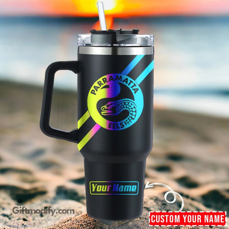Parramatta Eels NRL Hologram Logo Custom Stanley Quencher 40oz Stainless Steel Tumbler With Handle