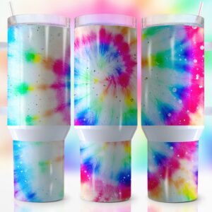 Pastel Tie Dye Custom Stanley Quencher 40oz Stainless Steel Tumbler With Handle